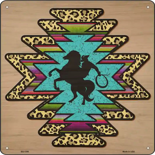 Bronco Turquoise Novelty Metal Square Sign