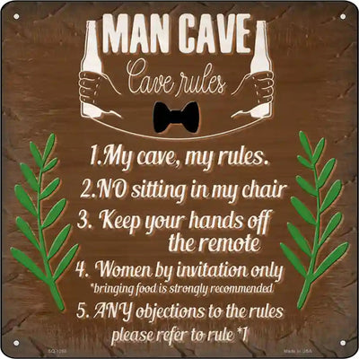Man Cave 5 Rules Novelty Metal Square Sign