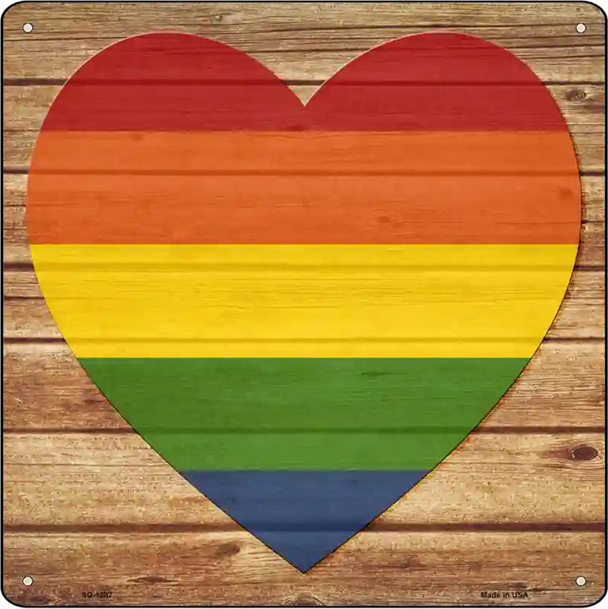 Heart Rainbow Novelty Metal Square Sign