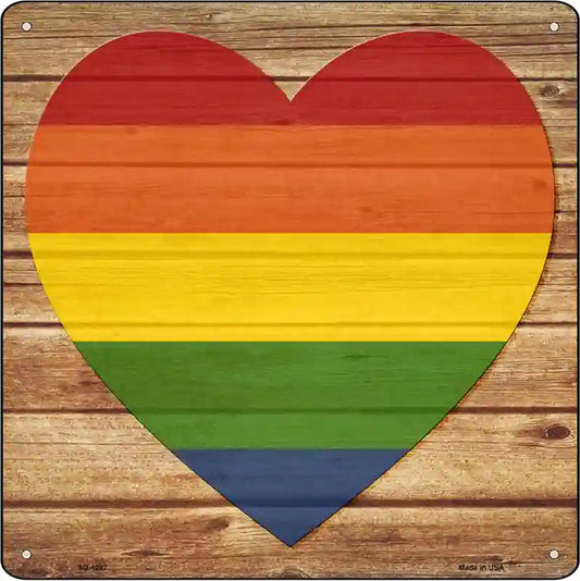 Heart Rainbow Novelty Metal Square Sign