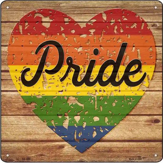 Pride Distressed Rainbow Novelty Metal Square Sign
