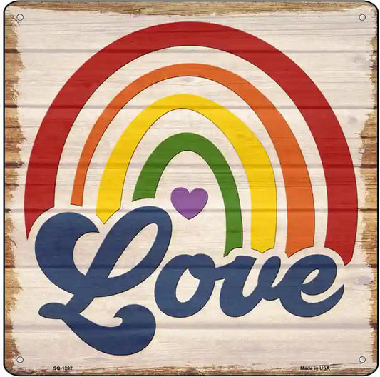 Love Rainbow Heart Novelty Metal Square Sign