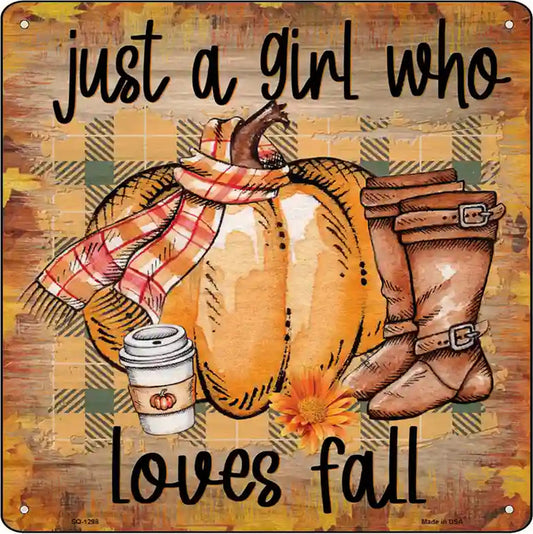 Loves Fall Novelty Metal Square Sign