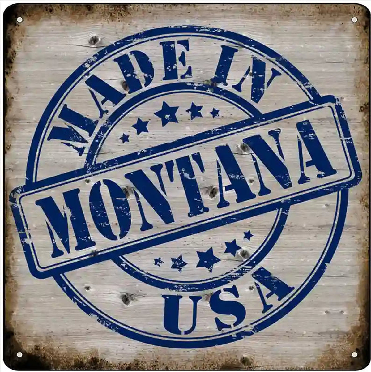 Montana Stamp On Wood Novelty Metal Square Sign