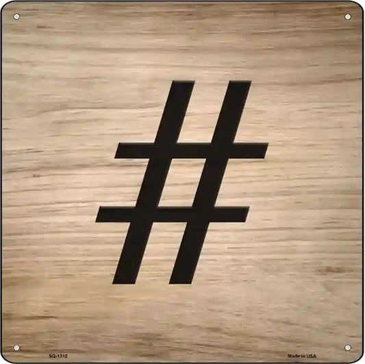 Hashtag Symbol Tiles Novelty Metal Square Sign