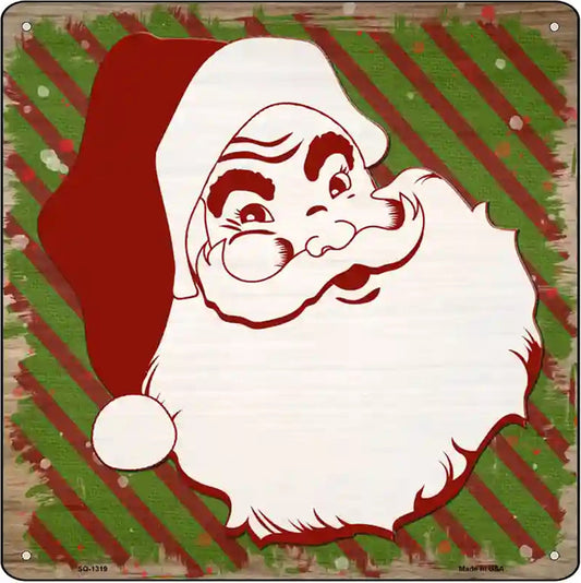 Santa Claus Red and Green Novelty Metal Square Sign