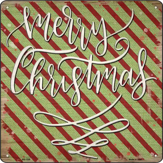 Merry Christmas Red and Green Novelty Metal Square Sign