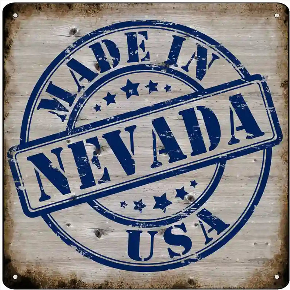 Nevada Stamp On Wood Novelty Metal Square Sign