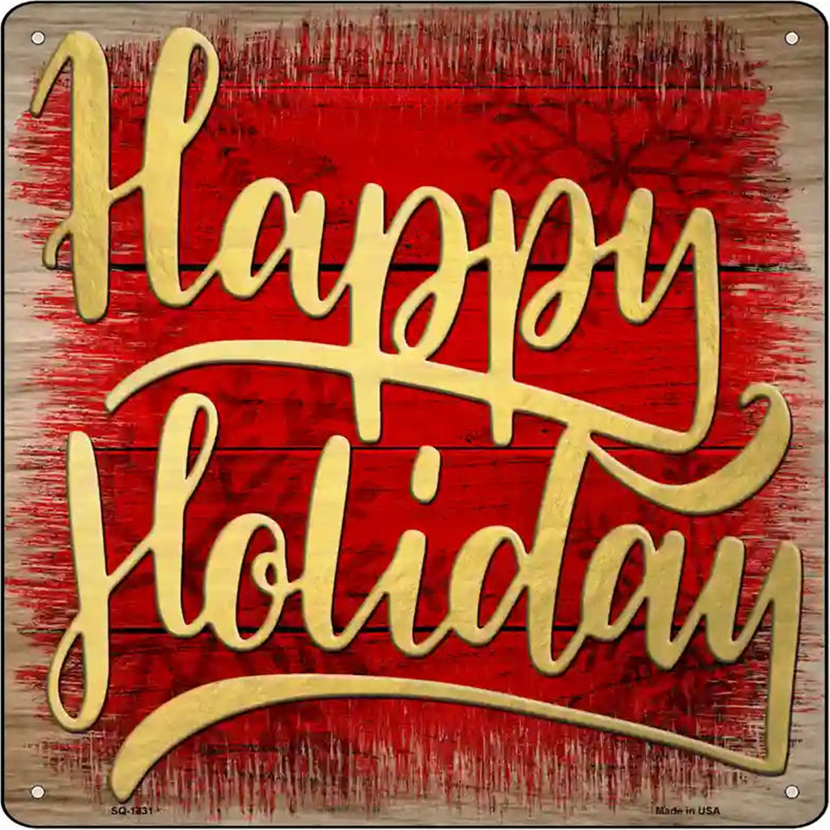 Happy Holiday Red Novelty Metal Square Sign