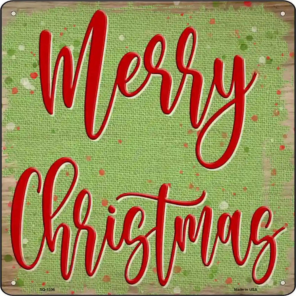 Merry Christmas Green Novelty Metal Square Sign