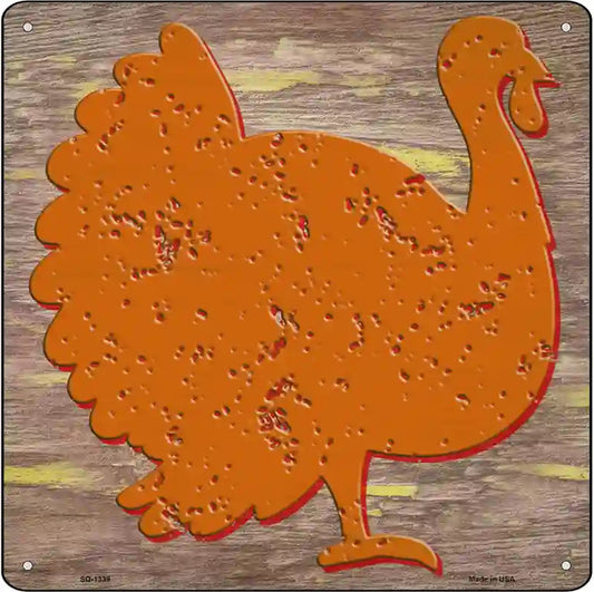 Orange Turkey Novelty Metal Square Sign