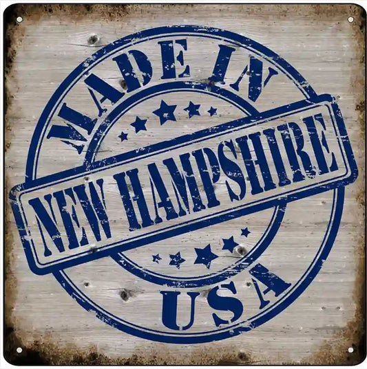 New Hampshire Stamp On Wood Novelty Metal Square Sign