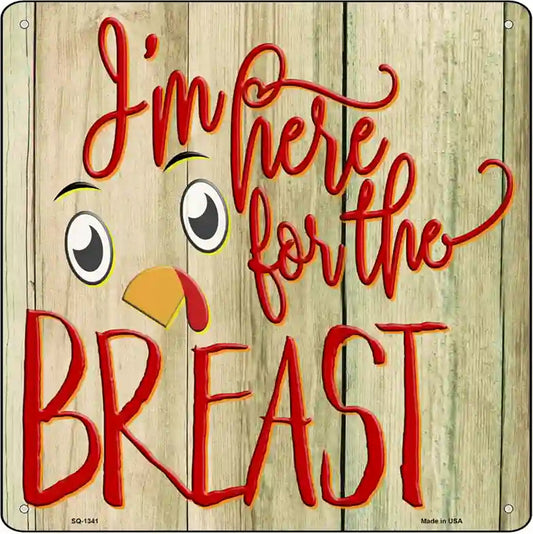 Im Here for the Breast Novelty Metal Square Sign