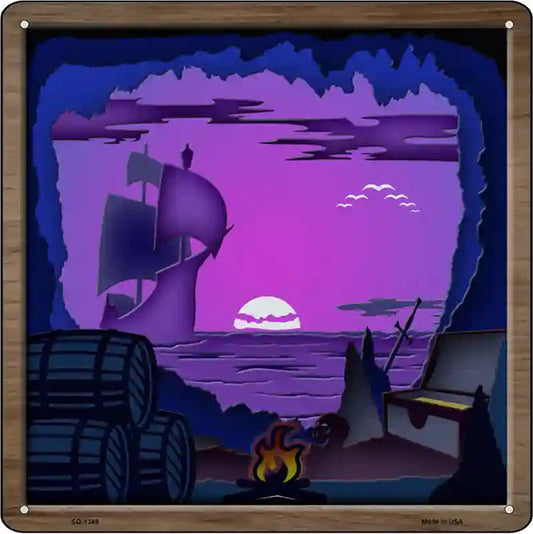 Pirate Cove Shadow Box Novelty Metal Square Sign