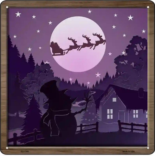 Santa Over Snowman Shadow Box Novelty Metal Square Sign