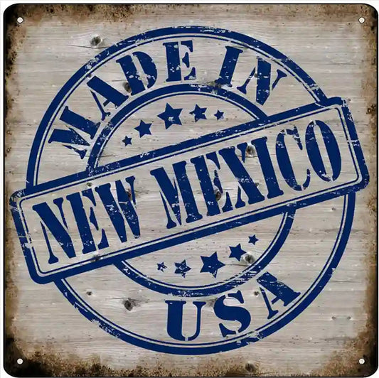 New Mexico Stamp On Wood Novelty Metal Square Sign