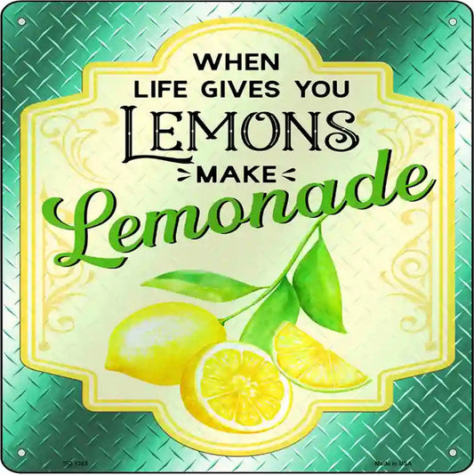 Make Lemonade Aqua Novelty Metal Square Sign
