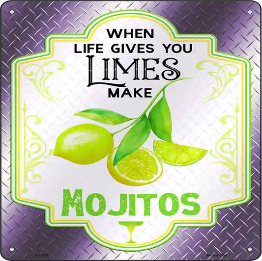 Make Mojitos Purple Novelty Metal Square Sign