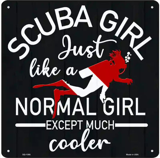 Scuba Girl Novelty Metal Square Sign
