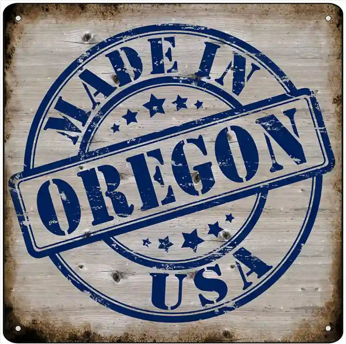 Oregon Stamp On Wood Novelty Metal Square Sign