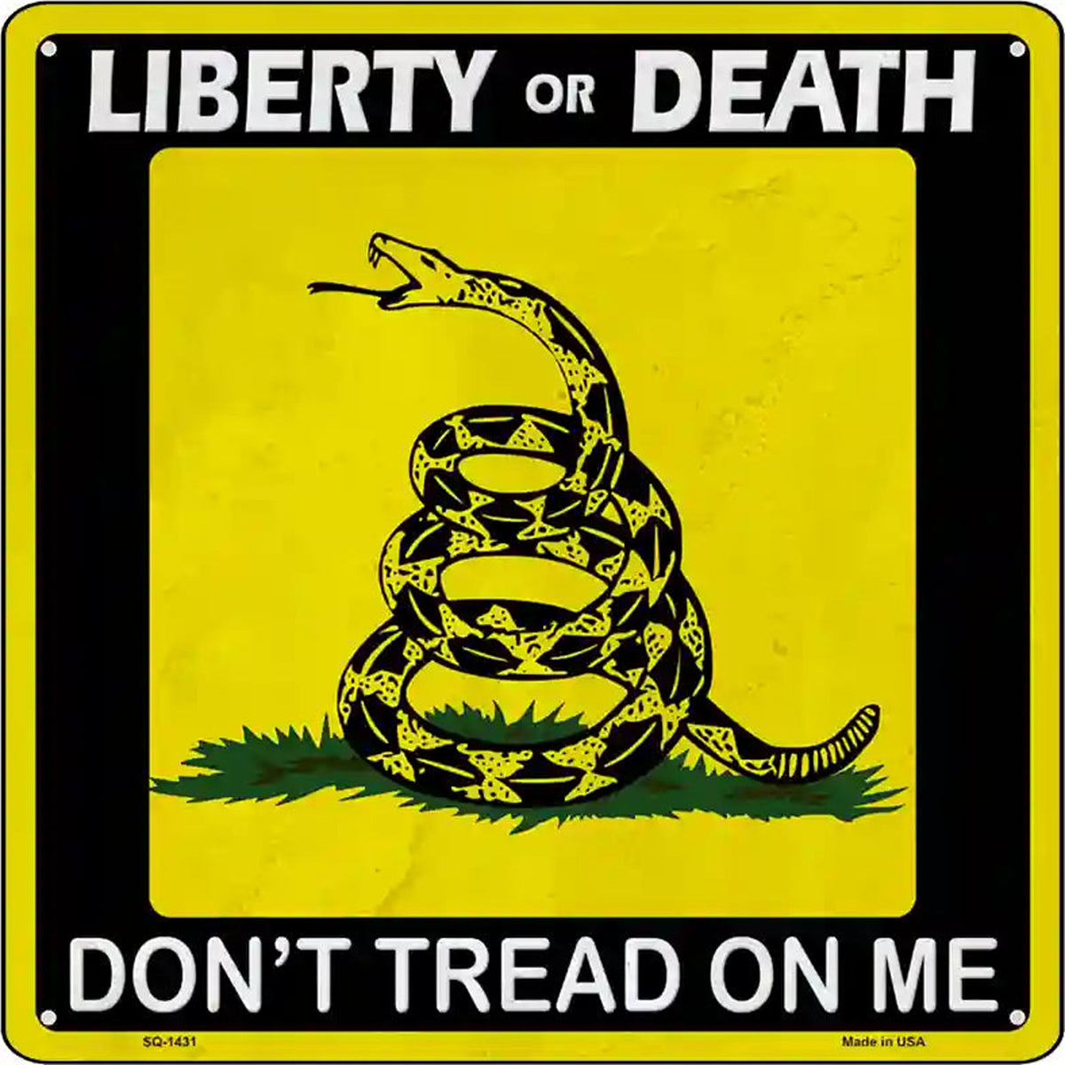 Liberty Or Death Gadsden Novelty Metal Square Sign