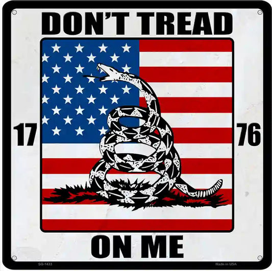 1776 US Flag Gadsden Novelty Metal Square Sign