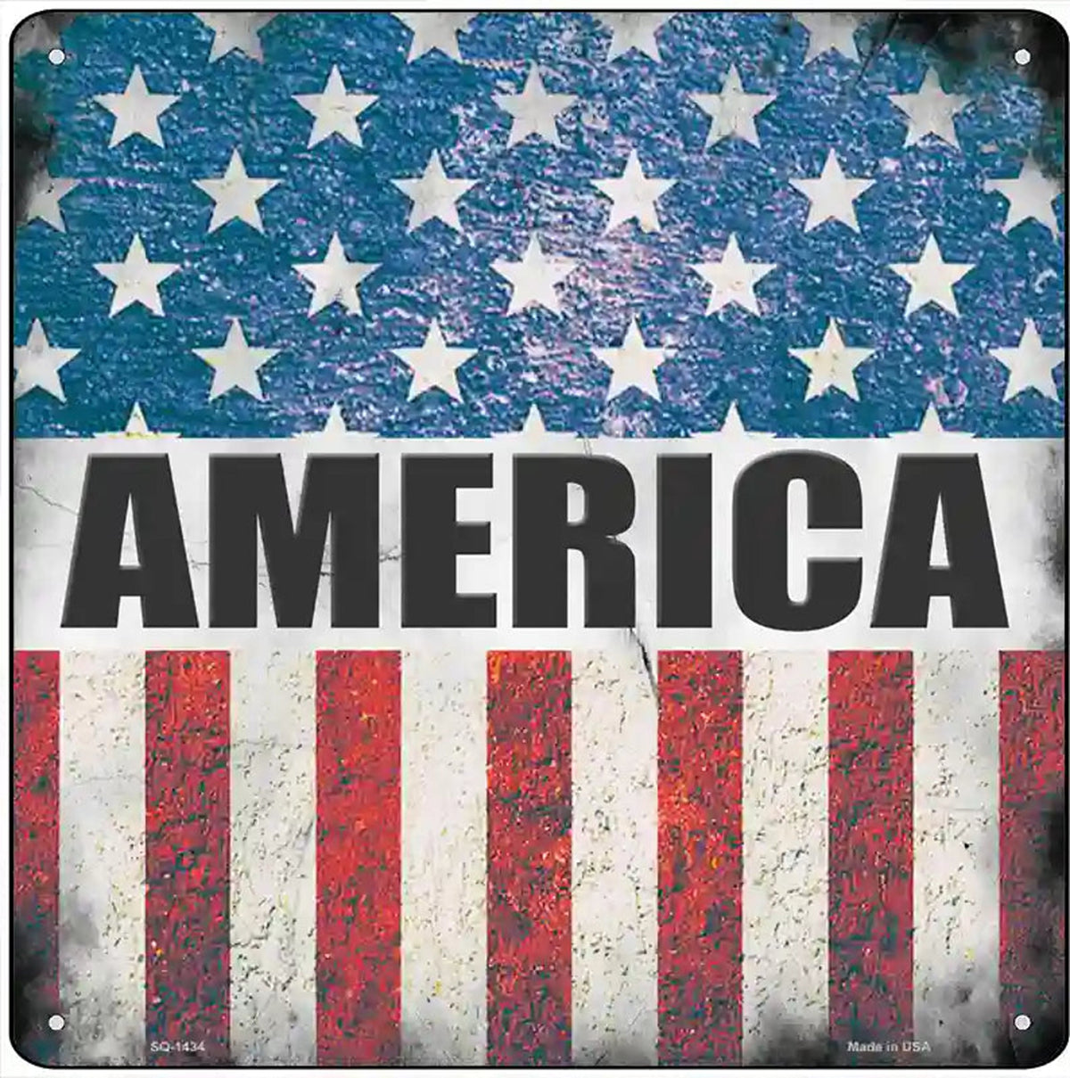 America Flag Background Novelty Metal Square Sign