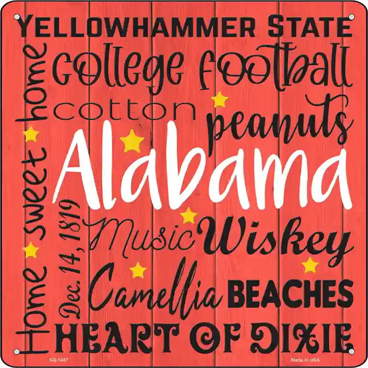 Alabama Motto Novelty Metal Square Sign