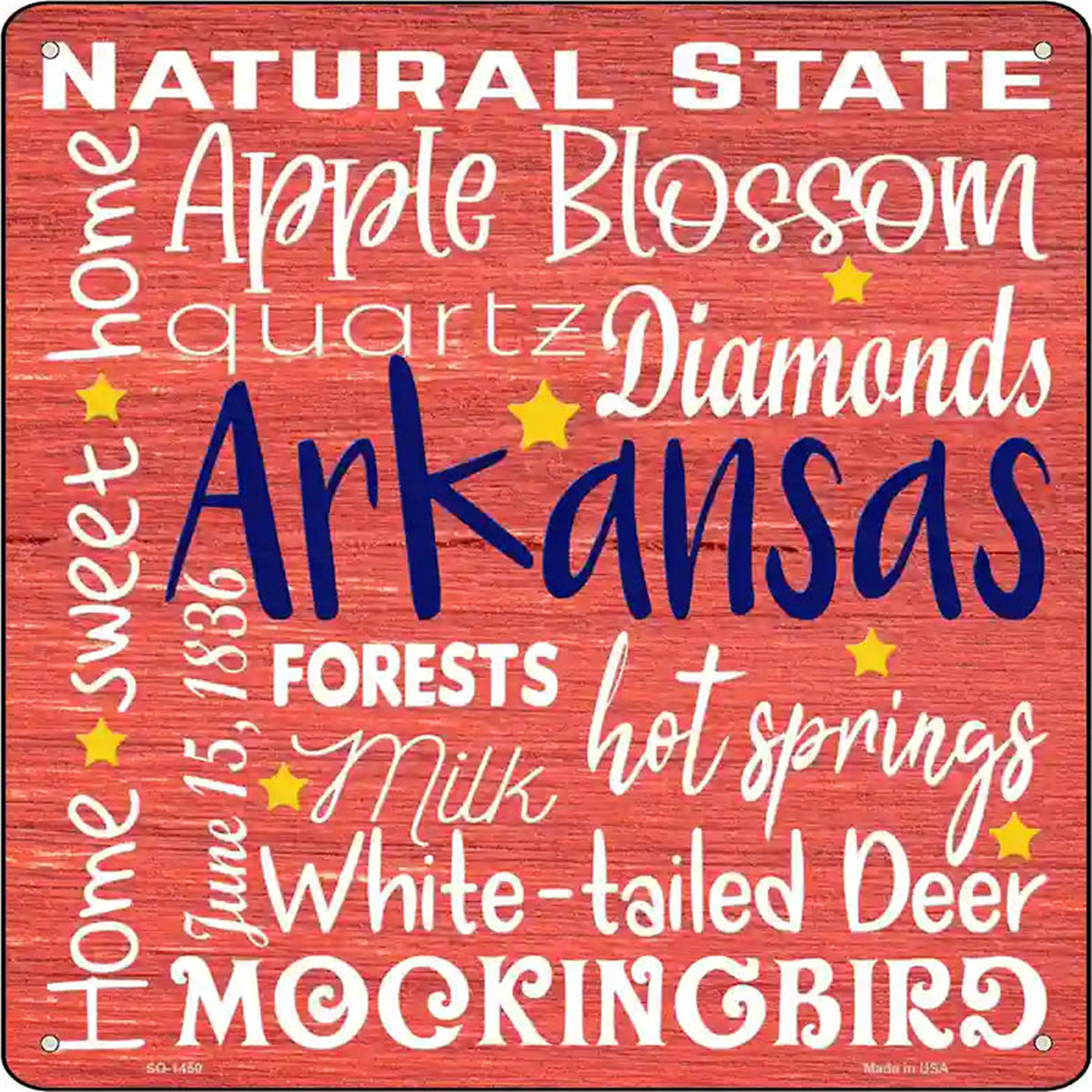 Arkansas Motto Novelty Metal Square Sign