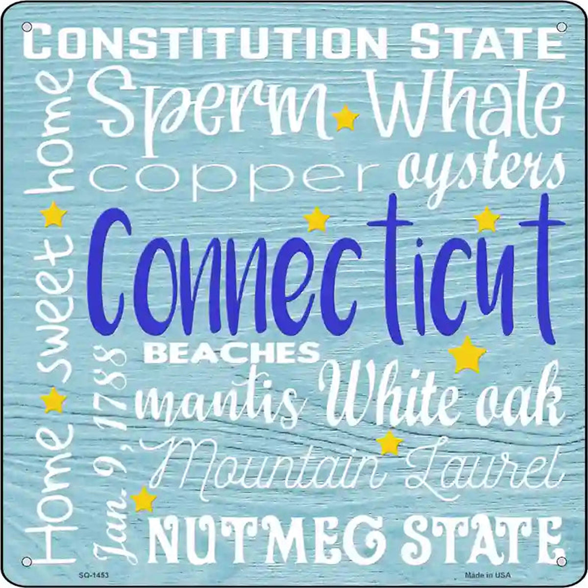 Connecticut Motto Novelty Metal Square Sign