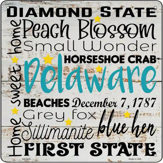 Delaware Motto Novelty Metal Square Sign