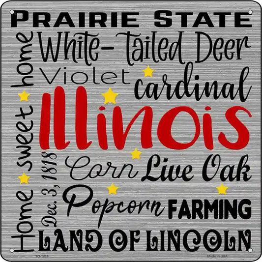 Illinois Motto Novelty Metal Square Sign