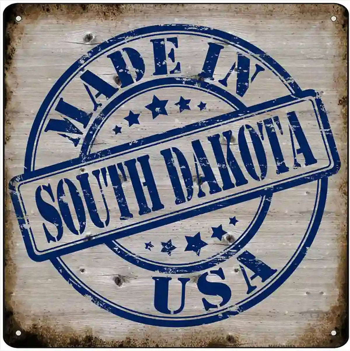 South Dakota Stamp On Wood Novelty Metal Square Sign