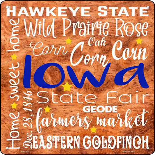 Iowa Motto Novelty Metal Square Sign