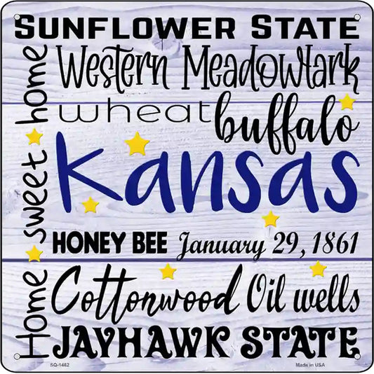 Kansas Motto Novelty Metal Square Sign