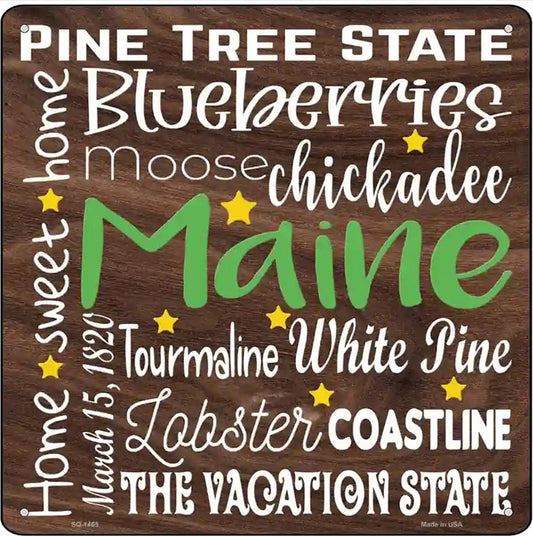 Maine Motto Novelty Metal Square Sign