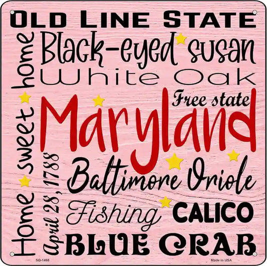 Maryland Motto Novelty Metal Square Sign