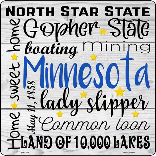 Minnesota Motto Novelty Metal Square Sign