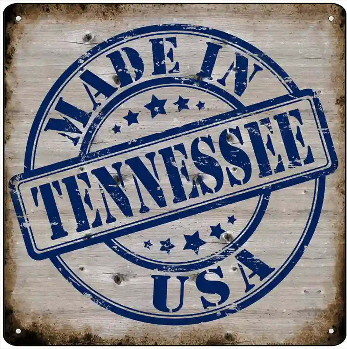 Tennessee Stamp On Wood Novelty Metal Square Sign