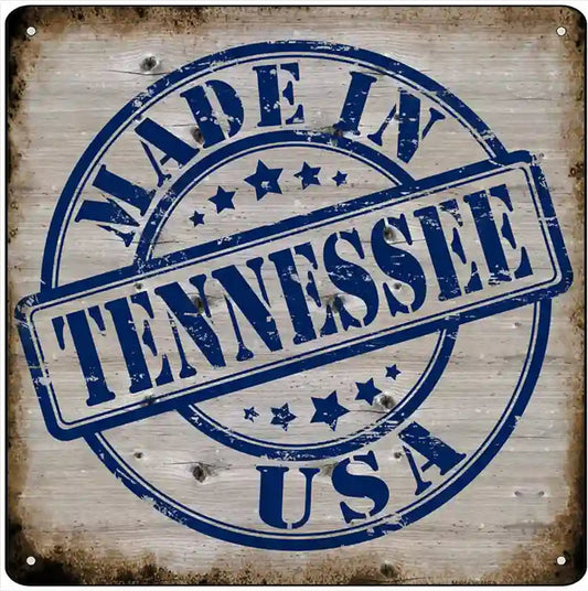 Tennessee Stamp On Wood Novelty Metal Square Sign