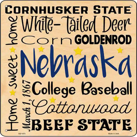 Nebraska Motto Novelty Metal Square Sign