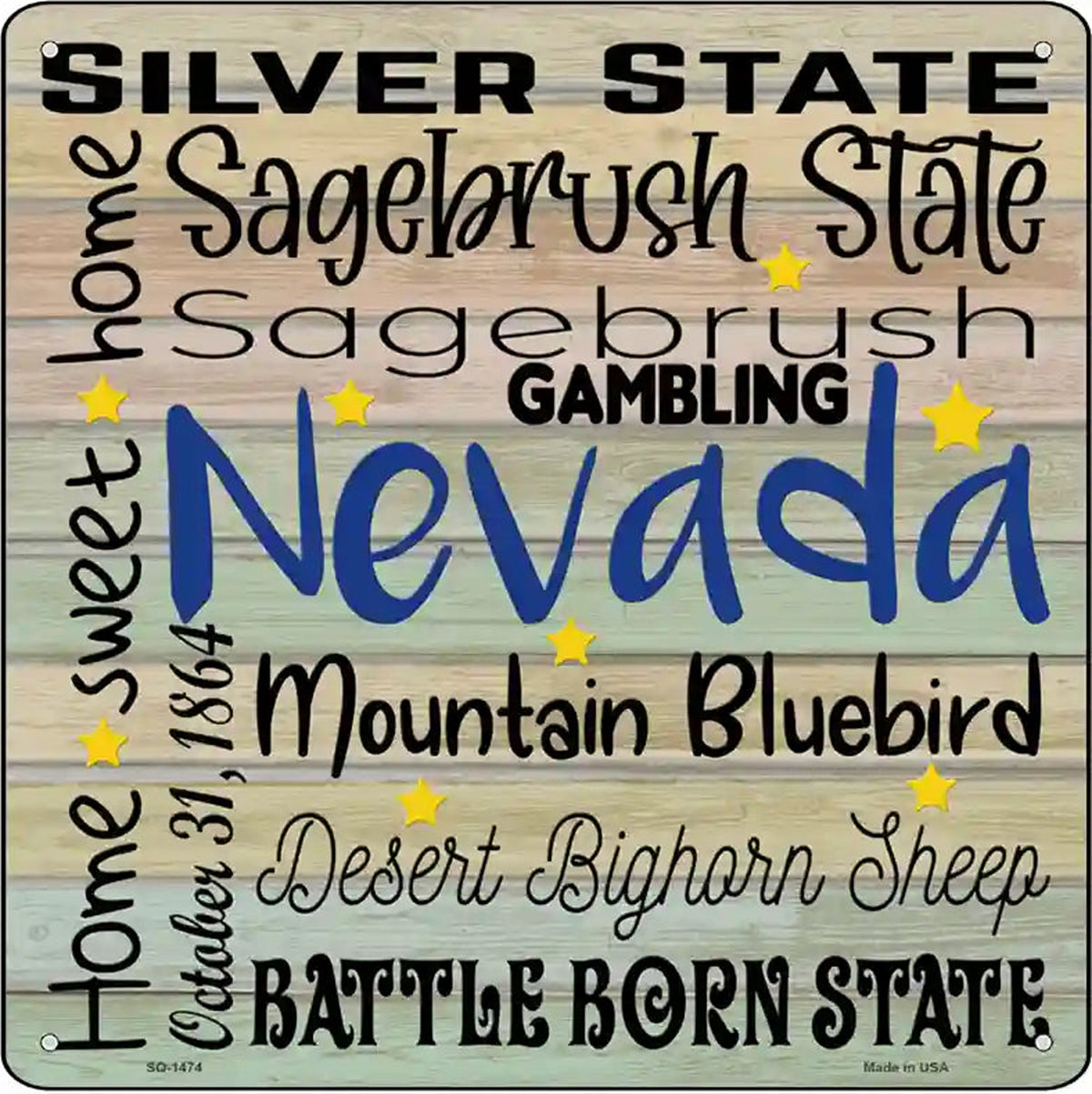 Nevada Motto Novelty Metal Square Sign