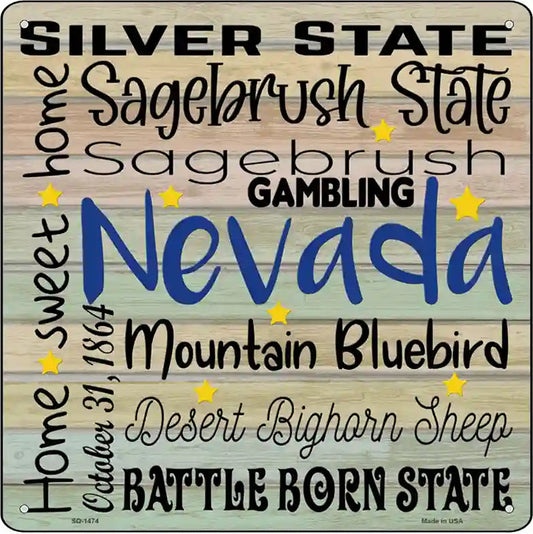 Nevada Motto Novelty Metal Square Sign