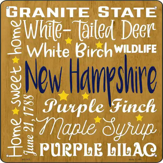 New Hampshire Motto Novelty Metal Square Sign