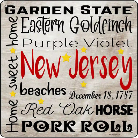 New Jersey Motto Novelty Metal Square Sign