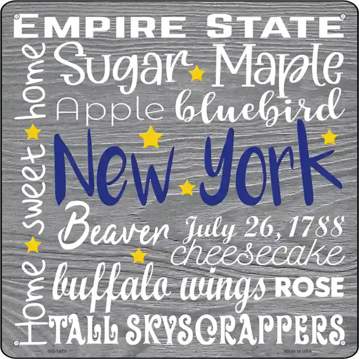 New York Motto Novelty Metal Square Sign