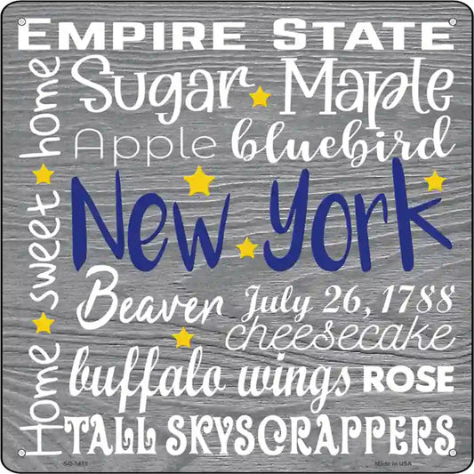 New York Motto Novelty Metal Square Sign