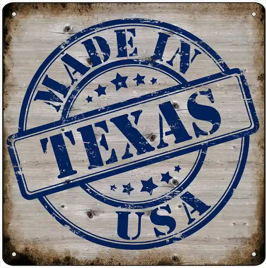 Texas Stamp On Wood Novelty Metal Square Sign