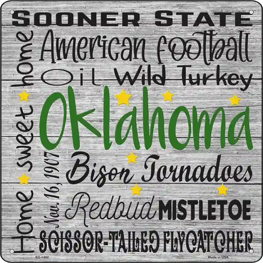 Oklahoma Motto Novelty Metal Square Sign