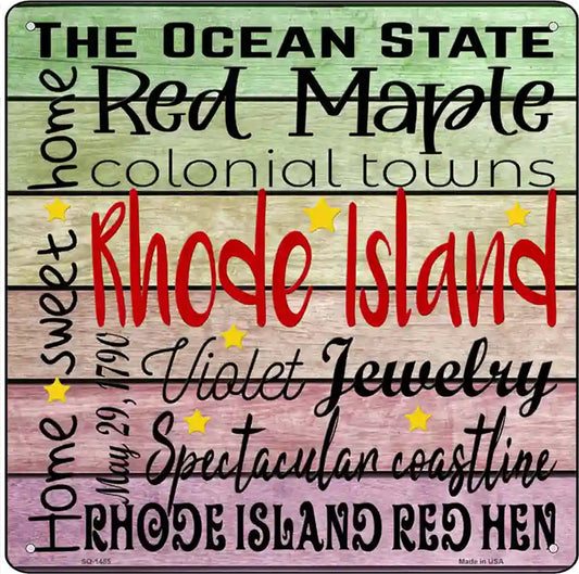 Rhode Island Motto Novelty Metal Square Sign